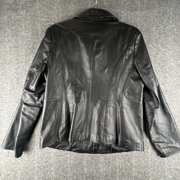 East 5th Leather Jacket Womens Sz L Black Full Zip Lined Moto Street Fashion - Picture 2 of 12